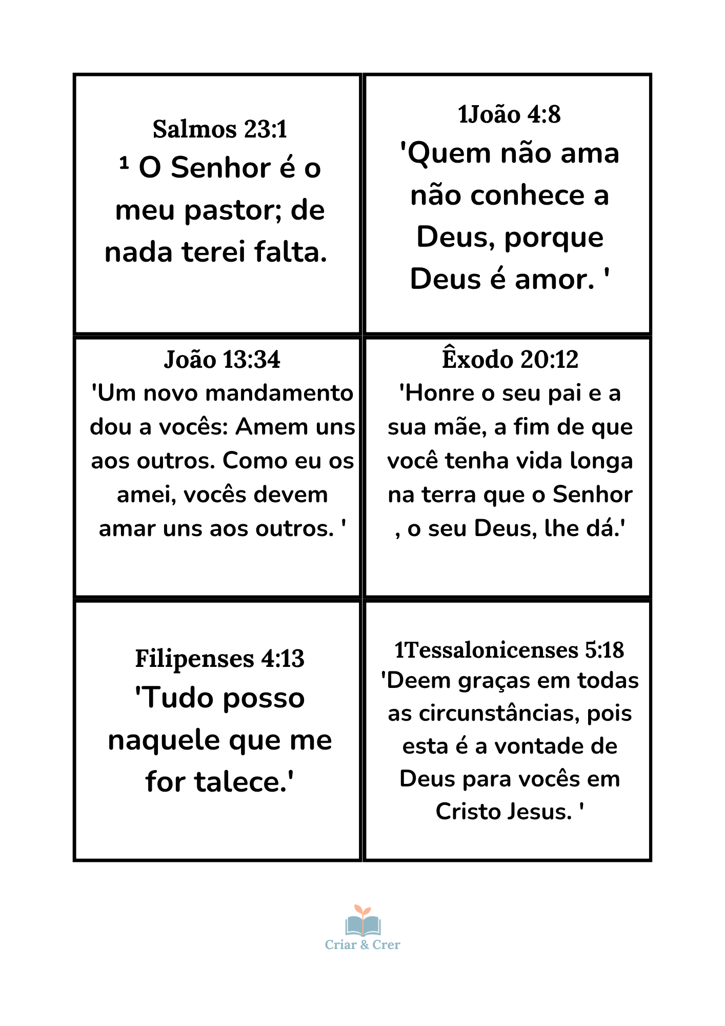 Página do Kit - Cartões de Versículos